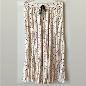 ZARA satin cream polka dot maxi skirt